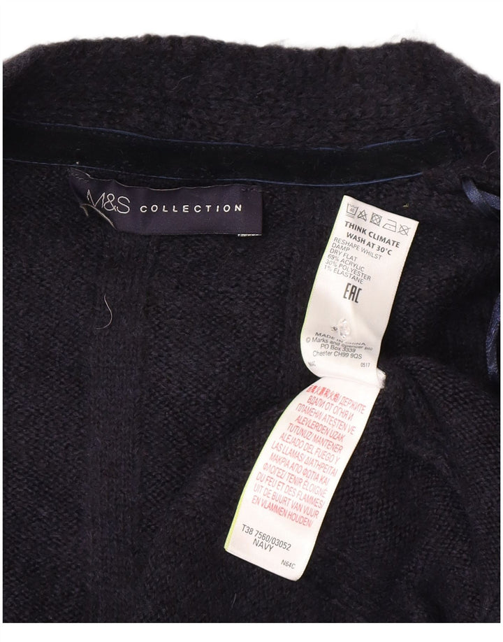 Marks & Spencer Pull cardigan long pour femme UK 14 Bleu marine moyen