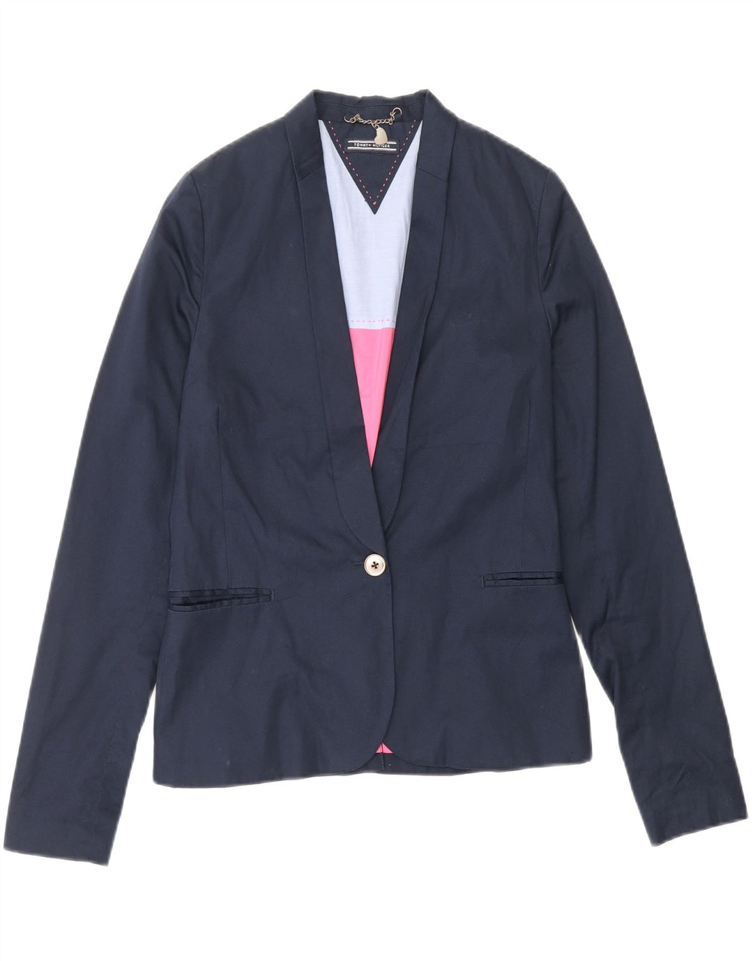 TOMMY HILFIGER Veste Blazer 1 Bouton Fille 9-10 Ans Bleu Marine Coton