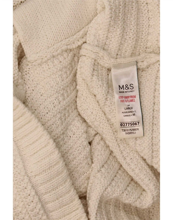 Marks & Spencer Pull cardigan court pour femme UK 16 Large Blanc cassé