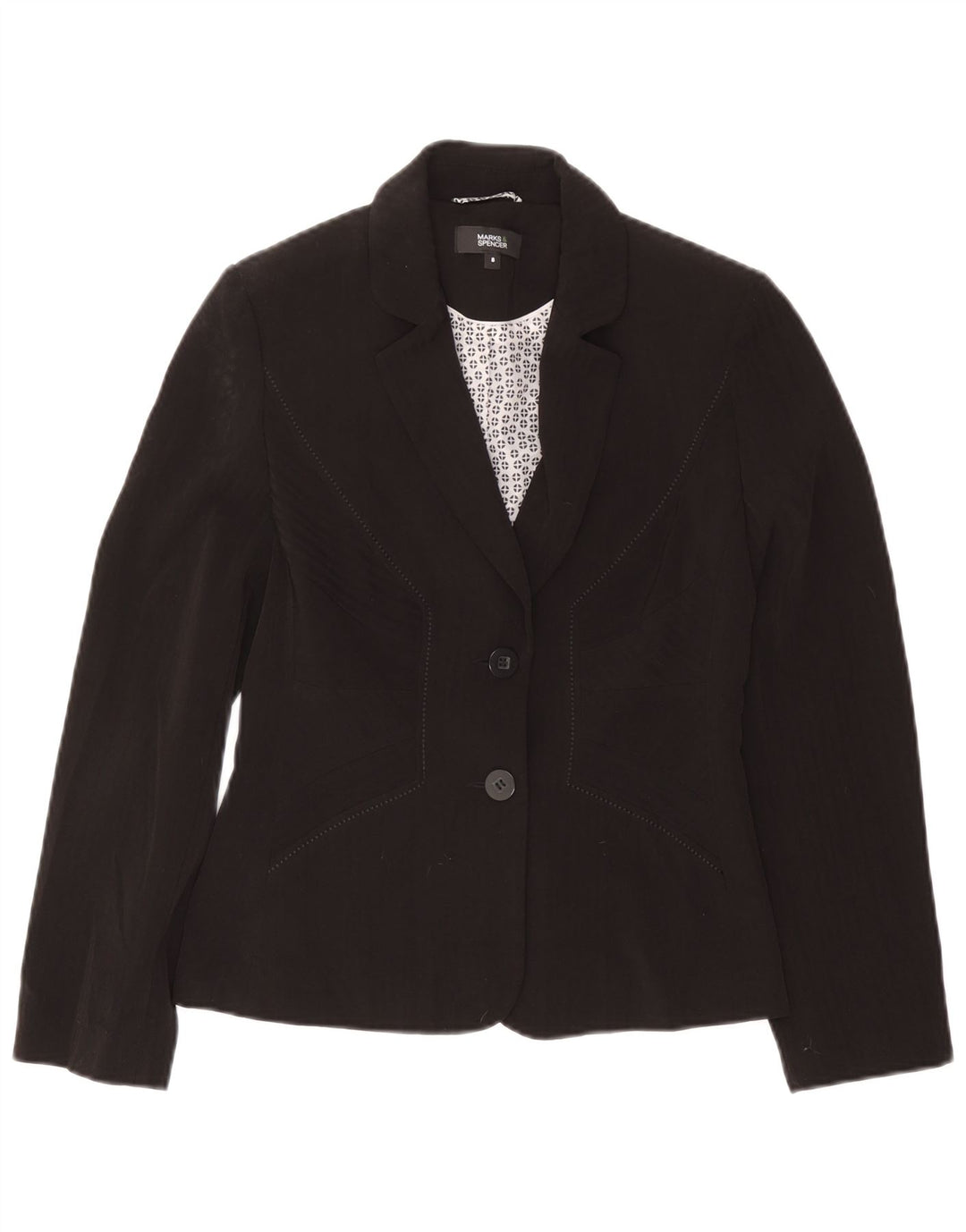 Marks & Spencer Veste blazer à 2 boutons pour femme UK 8 Small Noir Polyester