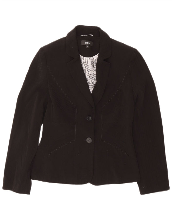 Marks & Spencer Veste blazer à 2 boutons pour femme UK 8 Small Noir Polyester