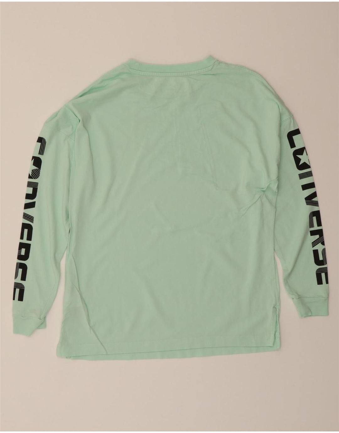 CONVERSE Mens Graphic Top Long Sleeve Small Turquoise Cotton Vintage Converse and Second-Hand Converse from Messina Hembry 