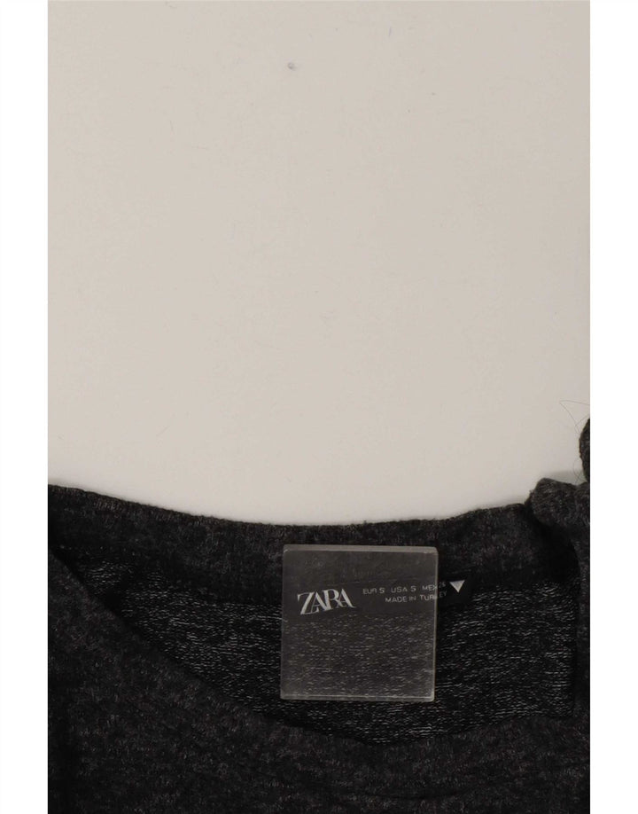 Zara Femme Haut Oversize Manches 3/4 UK 10 Petit Gris Taché