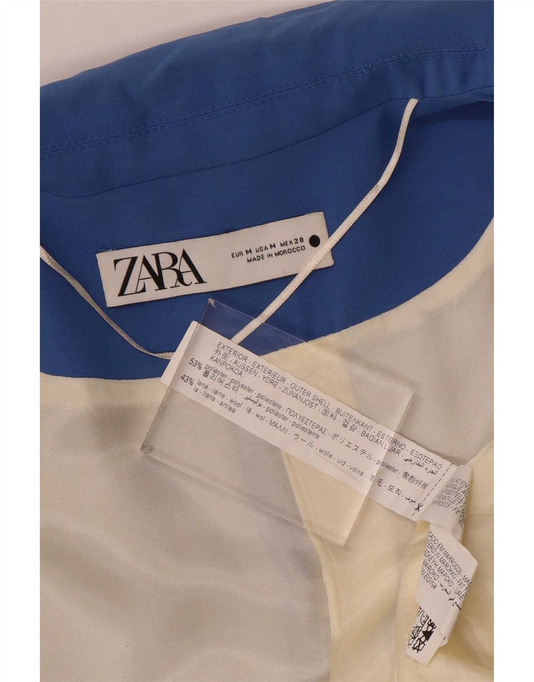 Zara Veste Blazer 1 Bouton Femme UK 14 Bleu Moyen Polyester