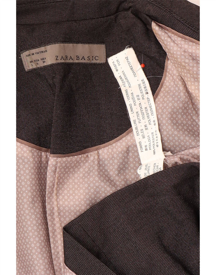 Zara Womens 1 Button Blazer Jacket UK 14 Large Gris Polyester