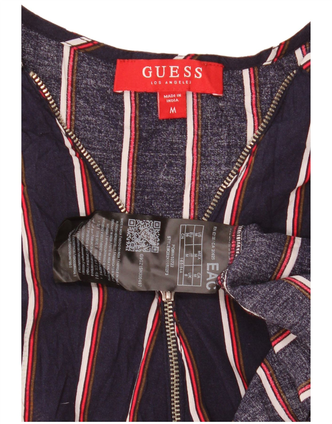 Guess Robe basique sans manches pour femme UK 42 en viscose rayée bleu marine moyen