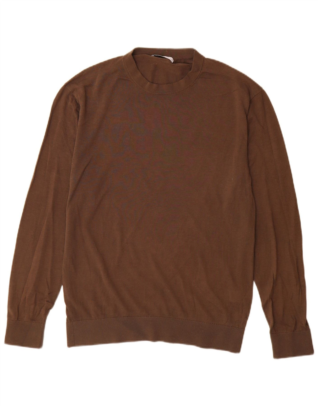 Zara Pull à col rond pour homme en coton marron moyen