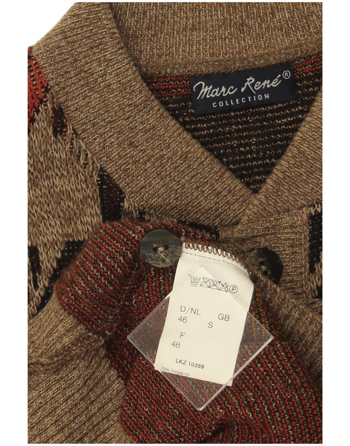 MARC RENE Cardigan Homme Pull Petit Marron Géométrique Acrylique