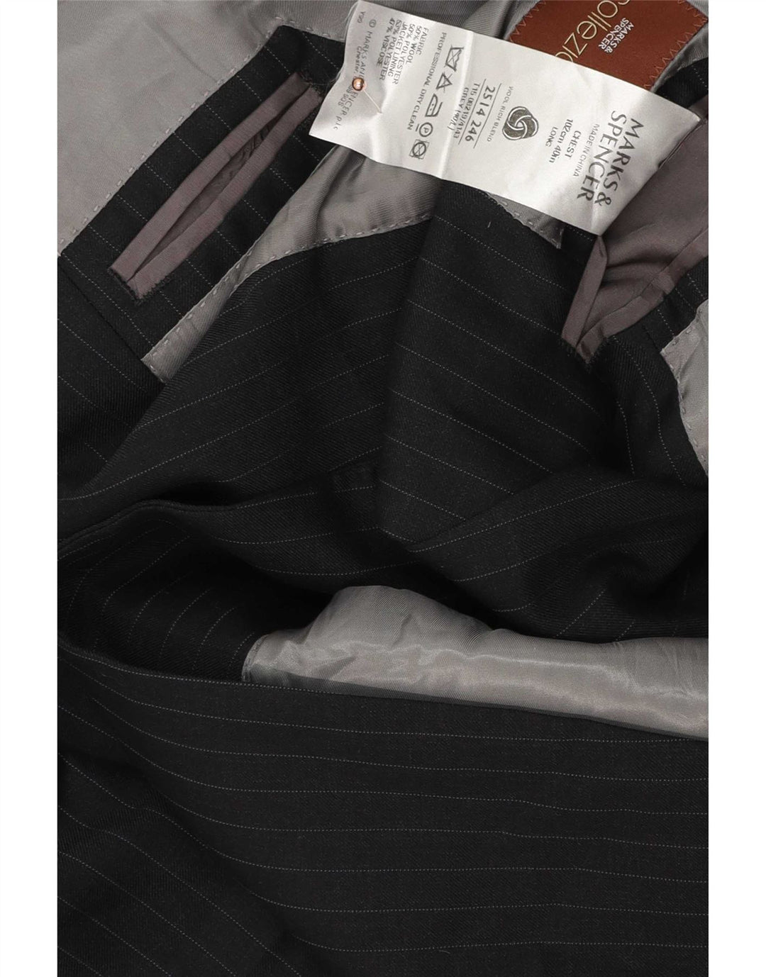 Marks & Spencer Veste blazer à 2 boutons pour homme UK 40 Gris moyen à fines rayures