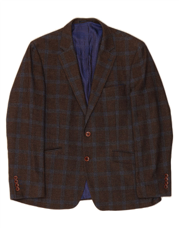 DOUGLAS Mens 2 Button Blazer Jacket UK 38 Medium Brown Check Vintage Douglas and Second-Hand Douglas from Messina Hembry 
