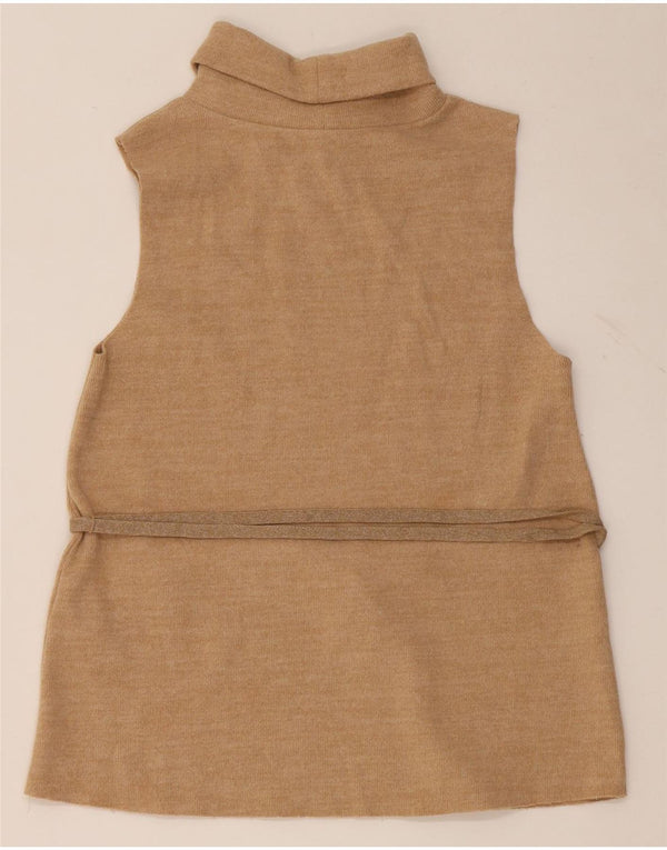 Zara Womens Sleeveless Blouse Top UK 12 Medium Beige Cotton