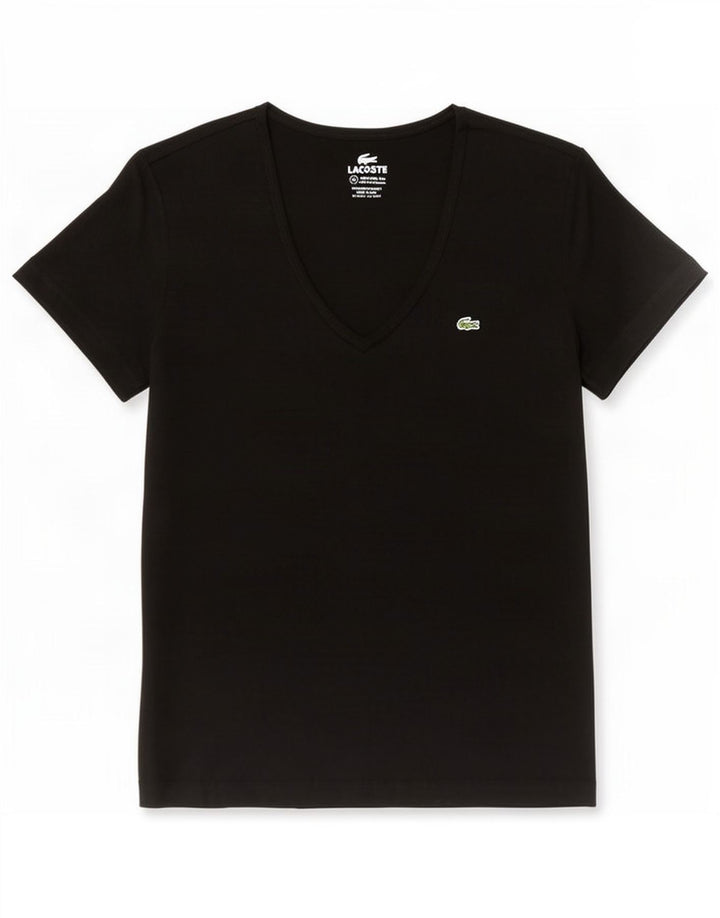Lacoste T-Shirt Femme Top Taille 42 Grand Coton Noir