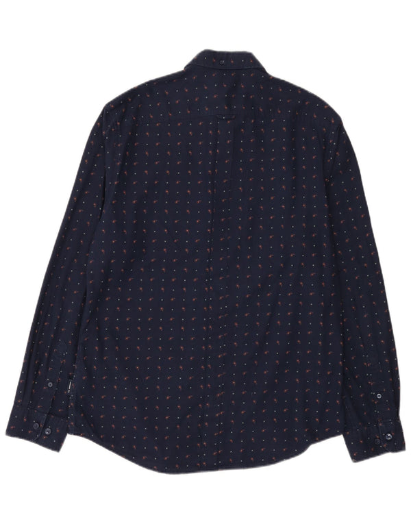 Ben Sherman Chemise Homme Large Bleu Marine Tacheté Coton