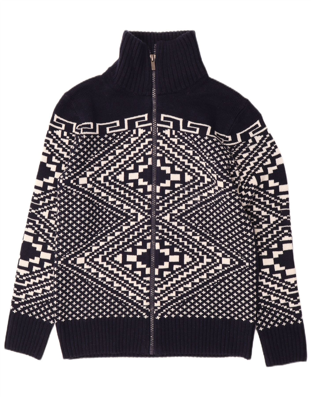 Alcott Cardigan Homme Pull Large Bleu Marine Fair Isle Acrylique