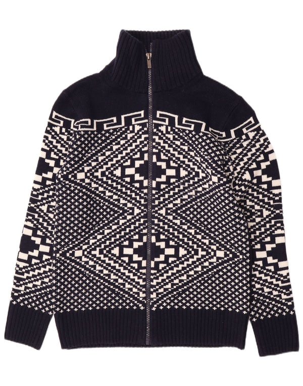 Alcott Cardigan Homme Pull Large Bleu Marine Fair Isle Acrylique