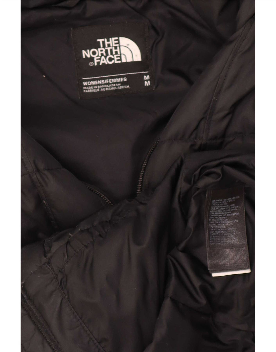 The North Face Veste rembourrée à capuche pour femme UK 14 Medium Noir Polyester