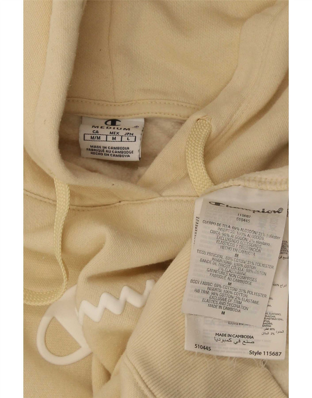 Champion Pull à Capuche Graphique Homme Jaune Moyen Coton