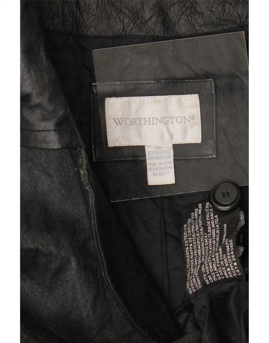 Worthington Manteau en cuir pour femme UK 20 2XL Noir