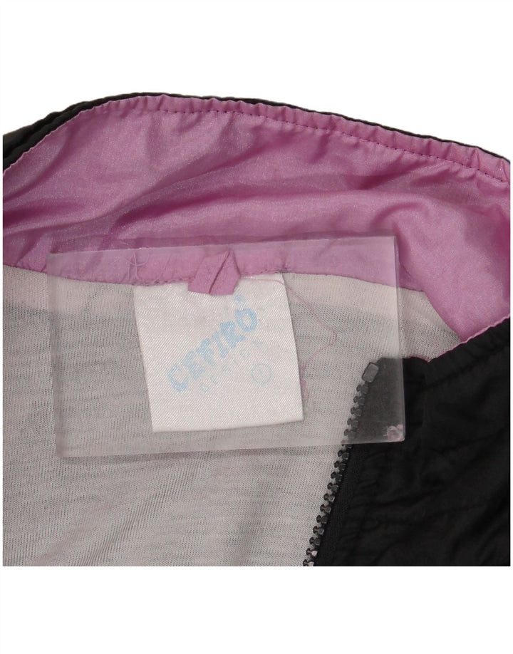 vintage Mens Survêtement Top Veste Grand Noir Colourblock Polyester