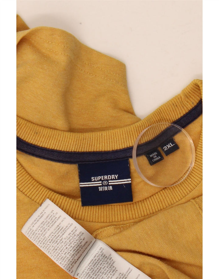 SUPERDRY T-Shirt Graphique Homme Top 2XL Jaune Coton