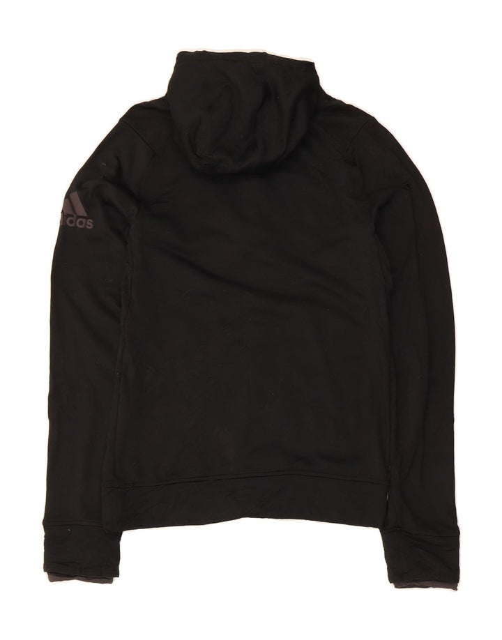 ADIDAS Mens Zip Neck Hoodie Jumper Small Black Polyester Vintage Adidas and Second-Hand Adidas from Messina Hembry 