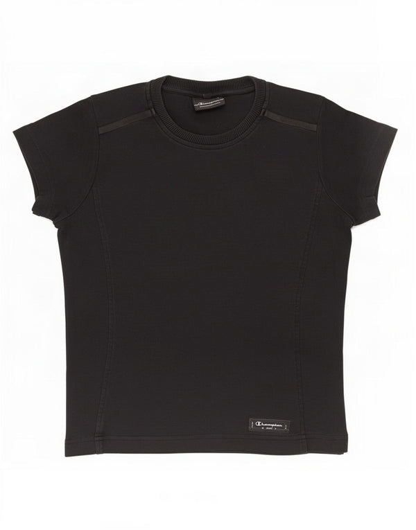 Champion T-Shirt Femme Top UK 14 Medium Noir Coton