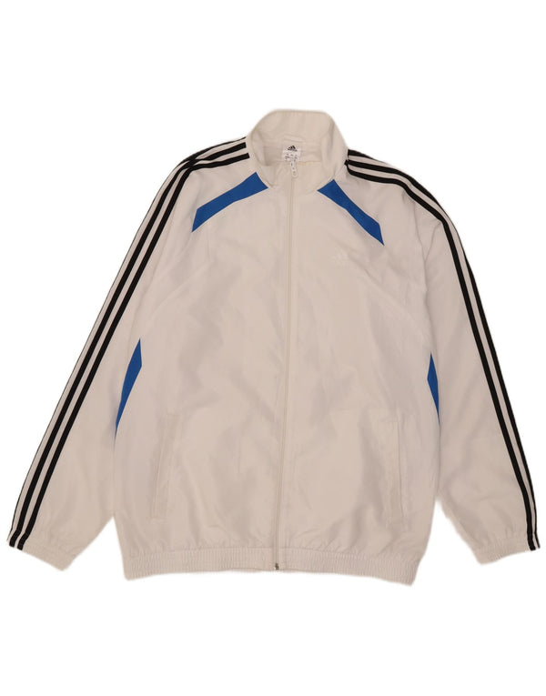 Adidas Mens Tracksuit Top Jacket UK 42/44 Large White Colourblock Polyester