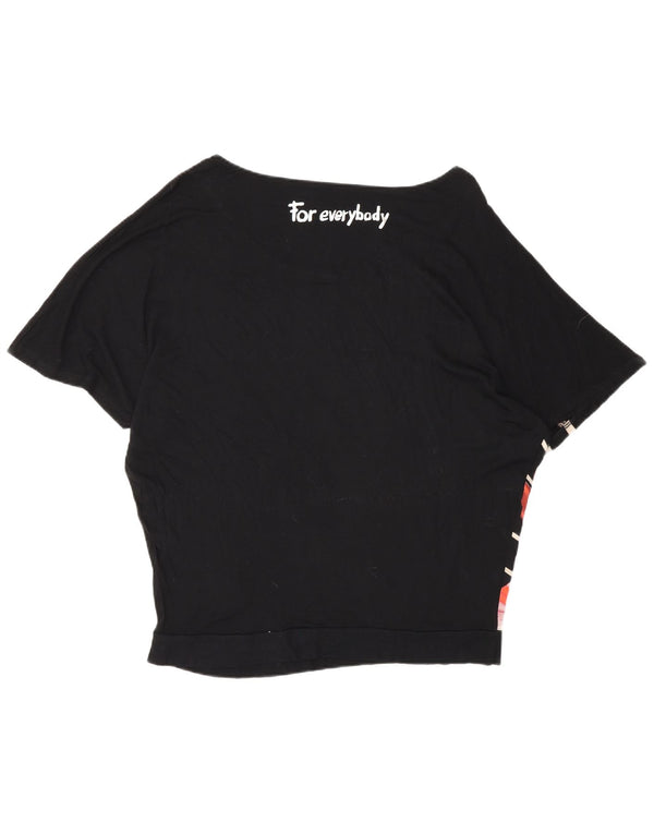 Desigual Womens Graphic Batwing Blouse Top UK 16 Large Noir Floral Viscose