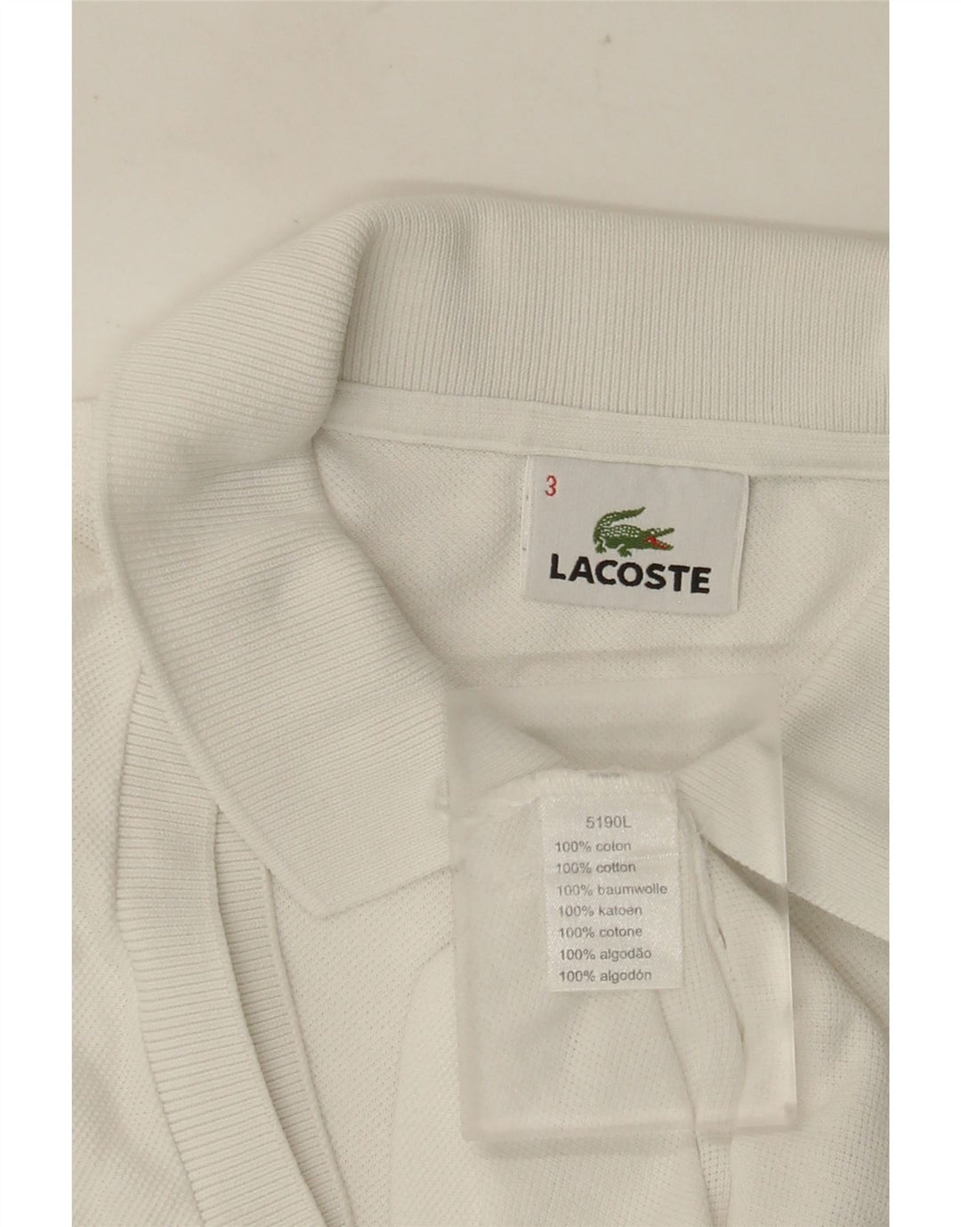LACOSTE Polo Homme Taille 3 Petit Coton Blanc