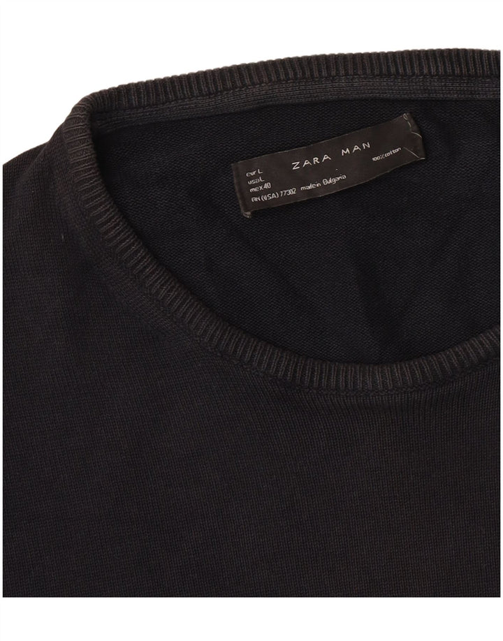 Zara Pull ras du cou pour homme, grand, noir