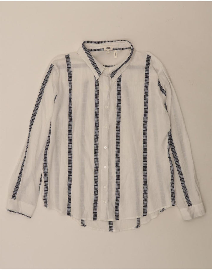 BKE Chemise Femme UK 16 Grand Coton Rayé Blanc