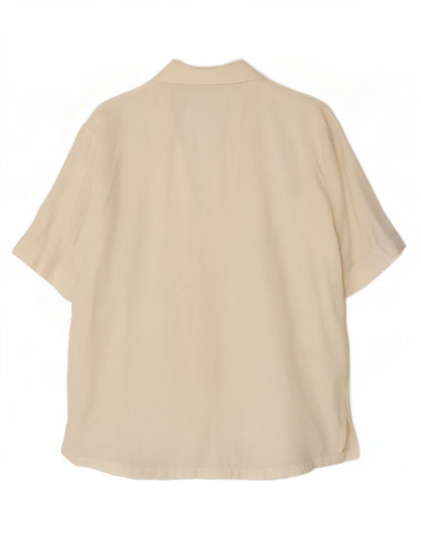 vintage Femme Chemise À Manches Courtes Blouse UK 16 Grand Blanc Cassé