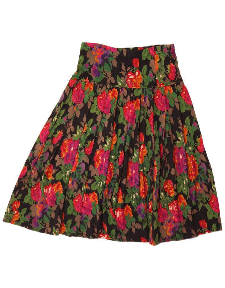 jupe plissée femme vintage W34 Grand motif floral multicolore