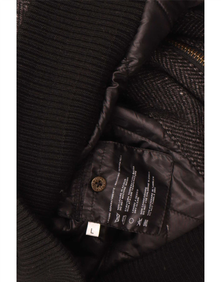 Pyramid Veste Bomber Homme UK 40 Grande Laine à Chevrons Gris