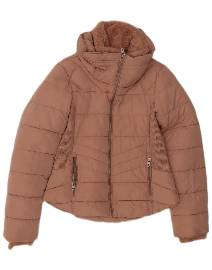 Zara Veste matelassée pour femme UK 12 Polyester rose moyen