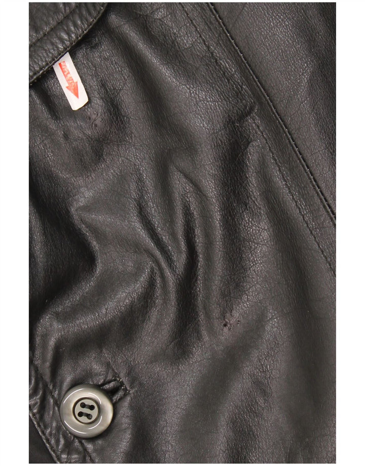 manteau en cuir homme vintage UK 40 Grand cuir noir