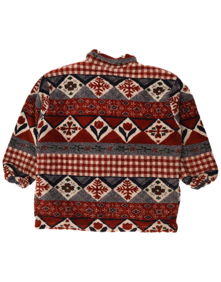 vintage Mens Fleece Jacket UK 44 2XL Multicolore Géométrique