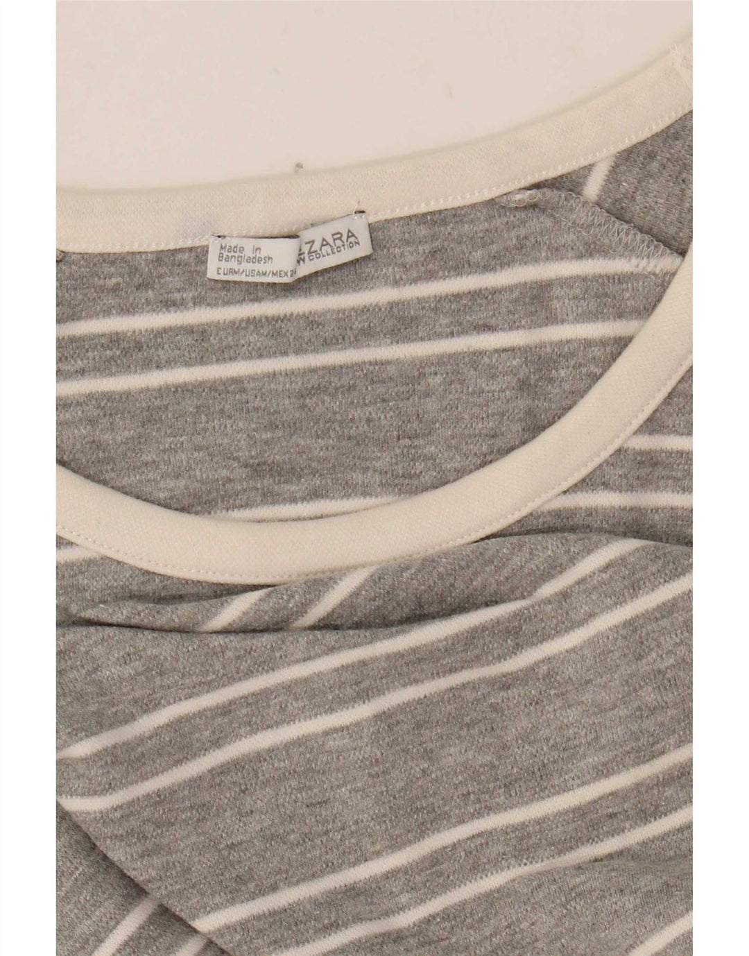Zara Femme Top Manches Longues UK 44 Gris Moyen Rayé