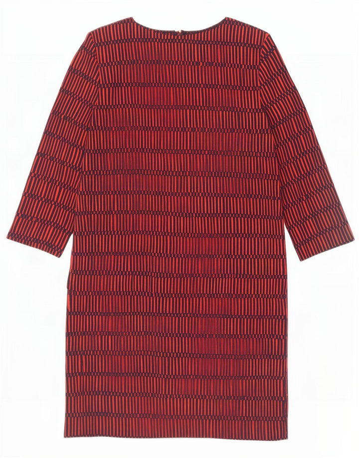 Boden Femme Robe droite à manches 3/4 UK 8 Petit Rouge Géométrique Polyester