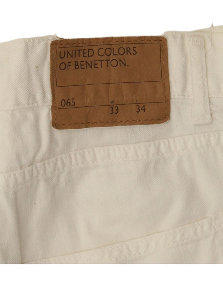 BENETTON Womens Denim Shorts W33 Large  White