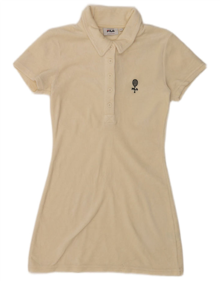 Fila Robe polo en velours pour femme UK 10 Small Polyester blanc cassé