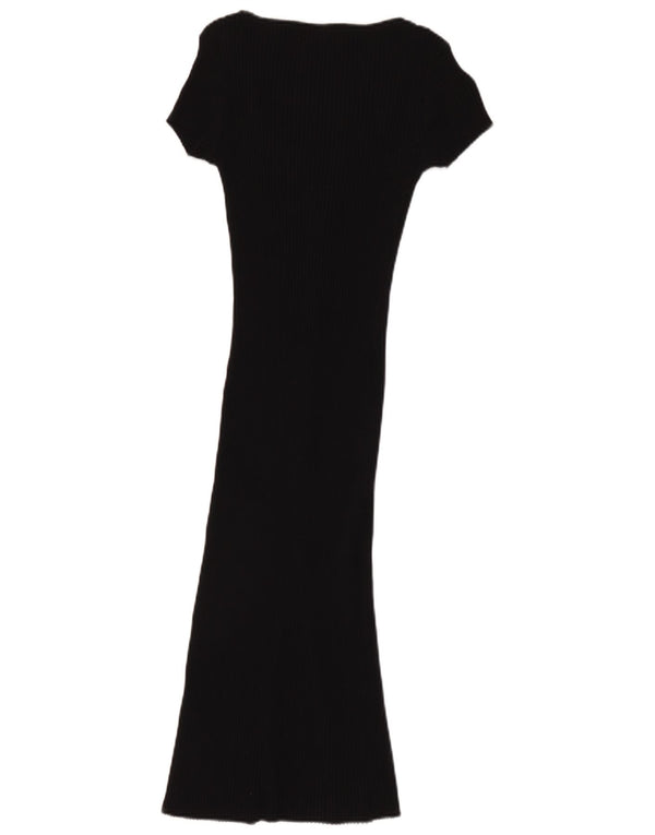 Zara Robe pull à manches courtes pour femme UK 12 en coton noir moyen