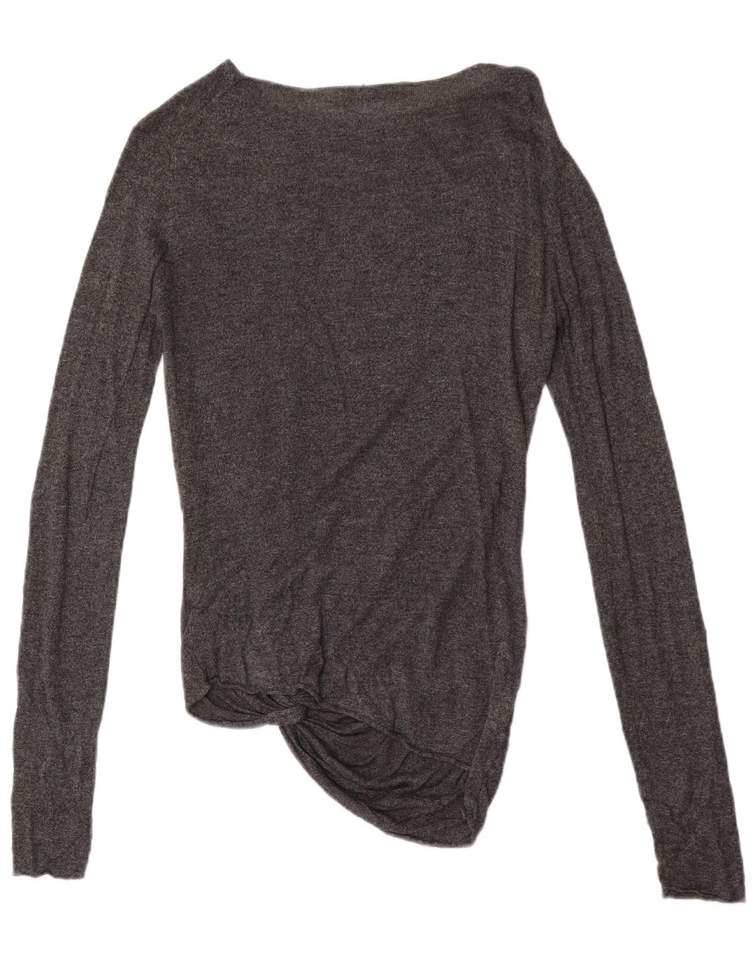 Zara Femme Top Manches Longues UK 12 Acrylique Gris Moyen
