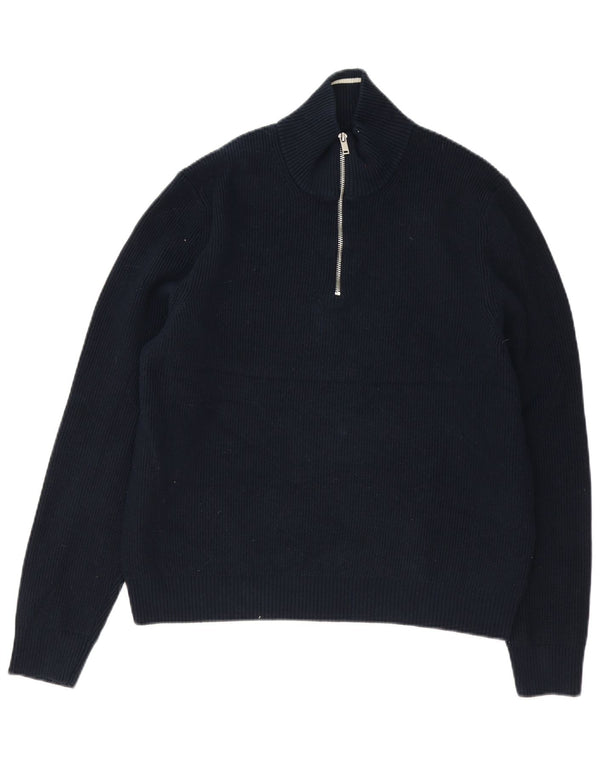 Marks & Spencer Pull col zippé pour homme XL en coton bleu marine