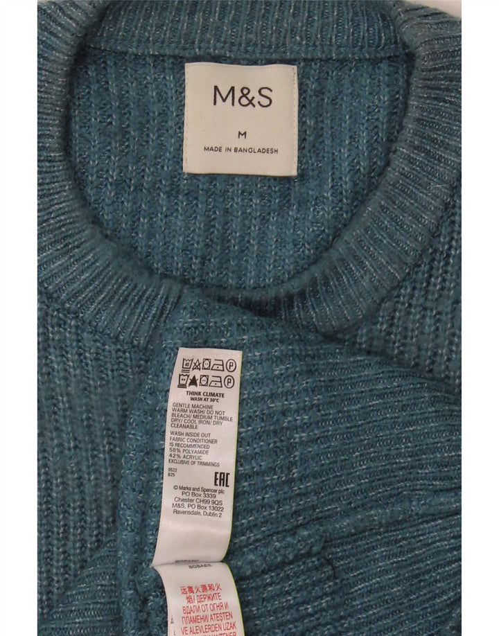 Marks & Spencer Pull Col Ras du Cou Homme Bleu Moyen Polyamide