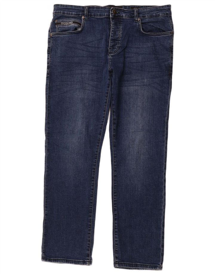 CROSSHATCH Jean droit à volants femme W36 L30 bleu coton