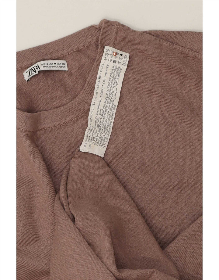 Zara Pull Col Rond Homme Marron Moyen Viscose
