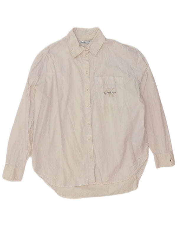 Calvin Klein Jeans Womens Oversized Shirt UK 10 Small White Cotton