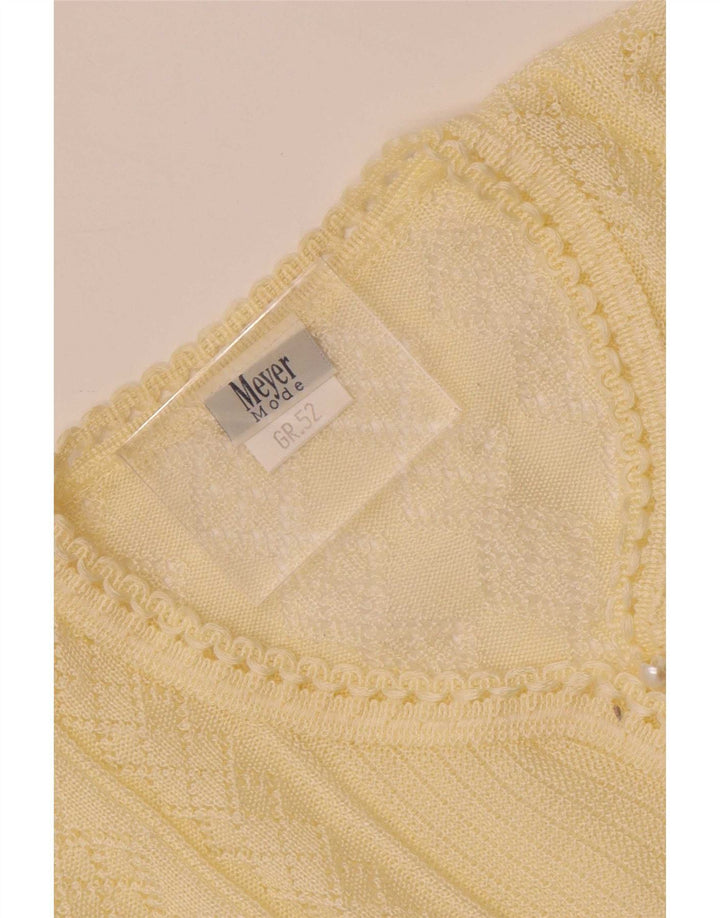 vintage Femme Tricot Blouse Top IT 52 2XL Off White Polyacrylique