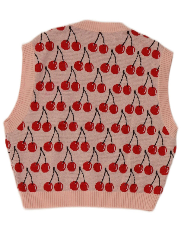 Benetton Débardeur court à motif abstrait pour femme UK 12 Rose moyen